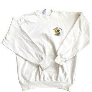 Vintage 90s White Champion Sweatshirt Green Bay Packers  NFL Football Embroider
